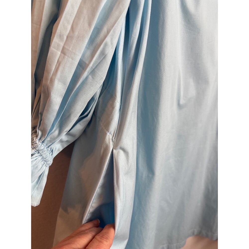 Shop the Mint MJD147 Light Blue XL Ruffle Poet Sleeve Mini Dress - Picture 4 of 7